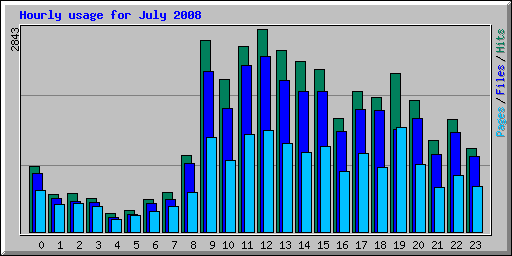 Hourly usage for July 2008